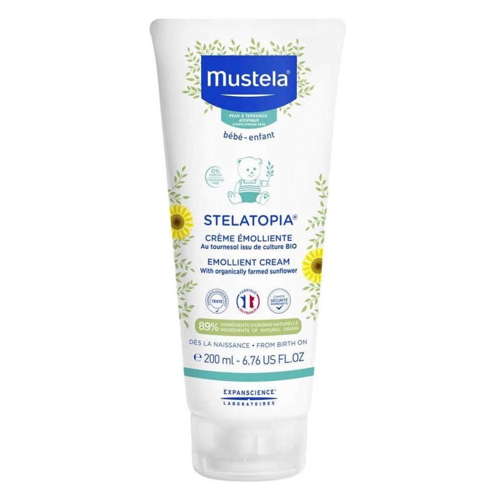 Mustela Stelatopia Emollient Cream Natural Avocado & Sunflower 6.76 fl oz, 200mL