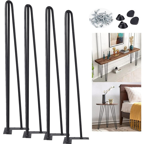 Hairpin Table Legs Desk Legs 3 Rod 34inch Black Metal Furniture Support
