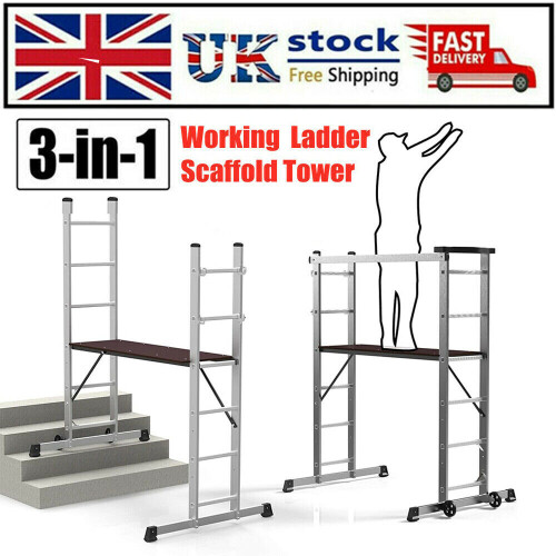 Heavy Duty Aluminum Telescopic Ladder Extendable Scaffold Platform 1