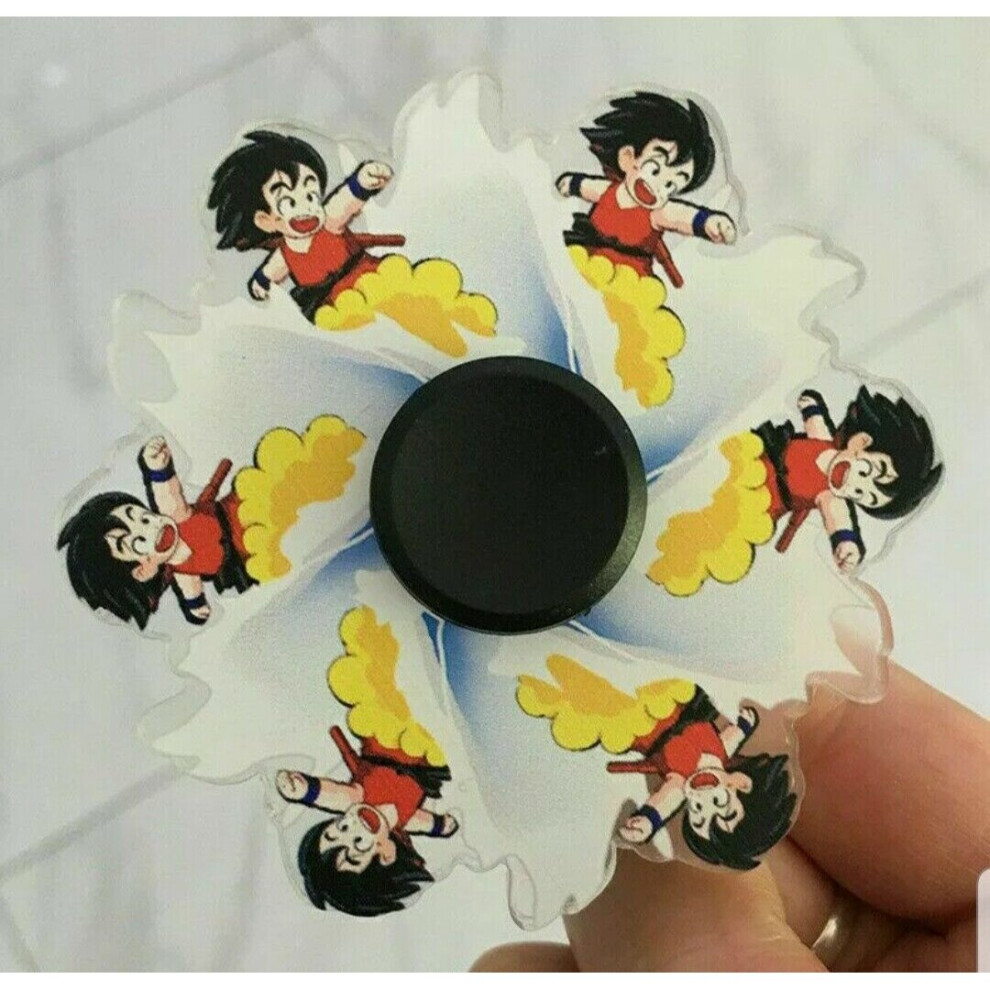 (Goku) 2PCS Dynamic Running Fingertip Gyro Cartoon Anime Fidget Toy Spinner Stress Relief Best Gift