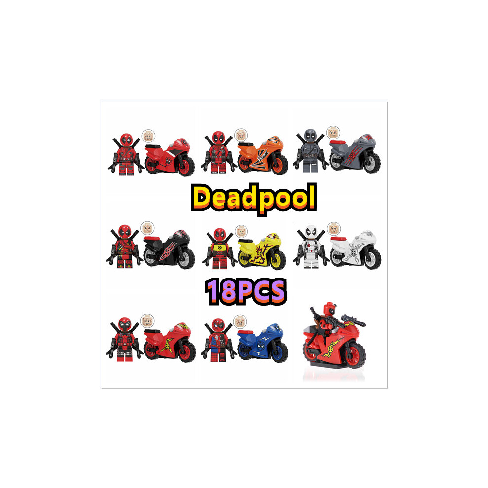 18Pcs Deadpool Motorcycle Building Blocks Toy Fit Lego