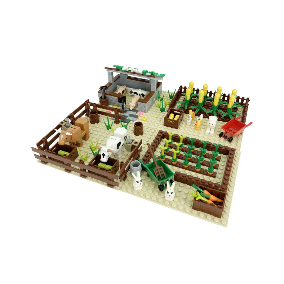 (Pasture) 4-in-1 farm and ranch building block scene assembling particles