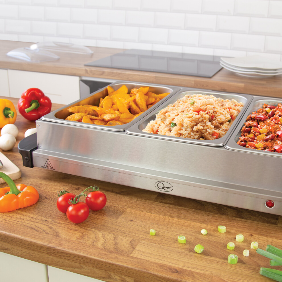 Quest 16510 Large Buffet Server and Warming Tray / 3 x 2.4L Trays, 300W