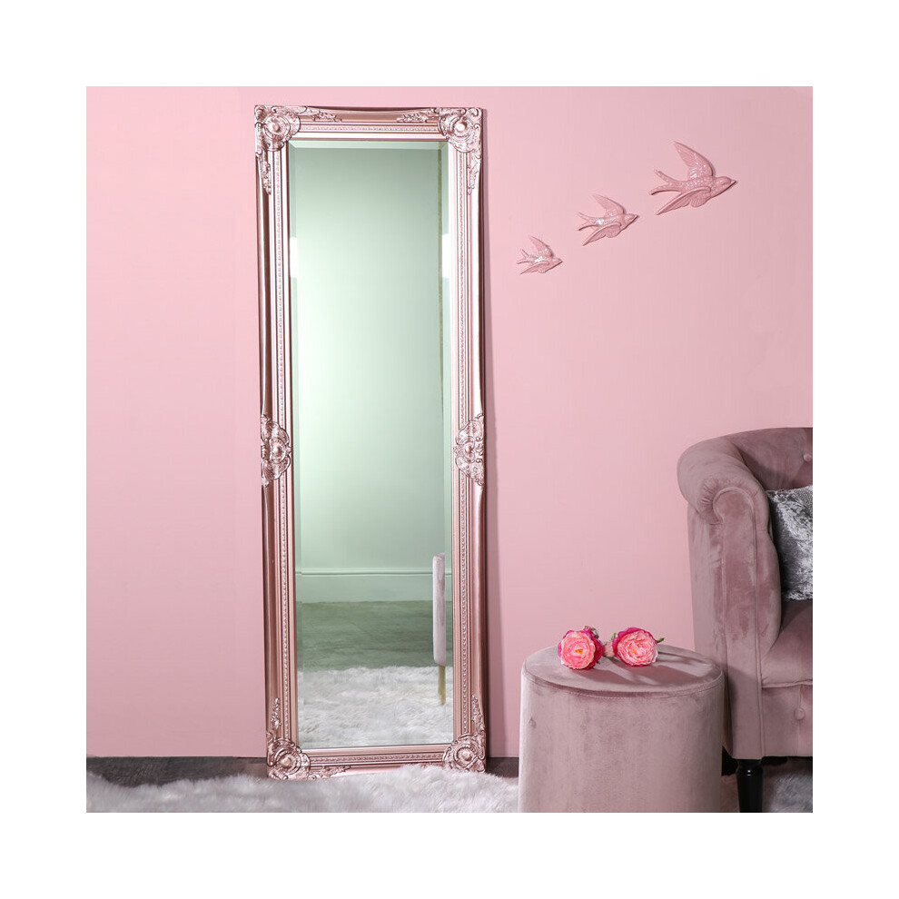 Tall Ornate Rose Gold Pink Mirror 47cm X 142cm