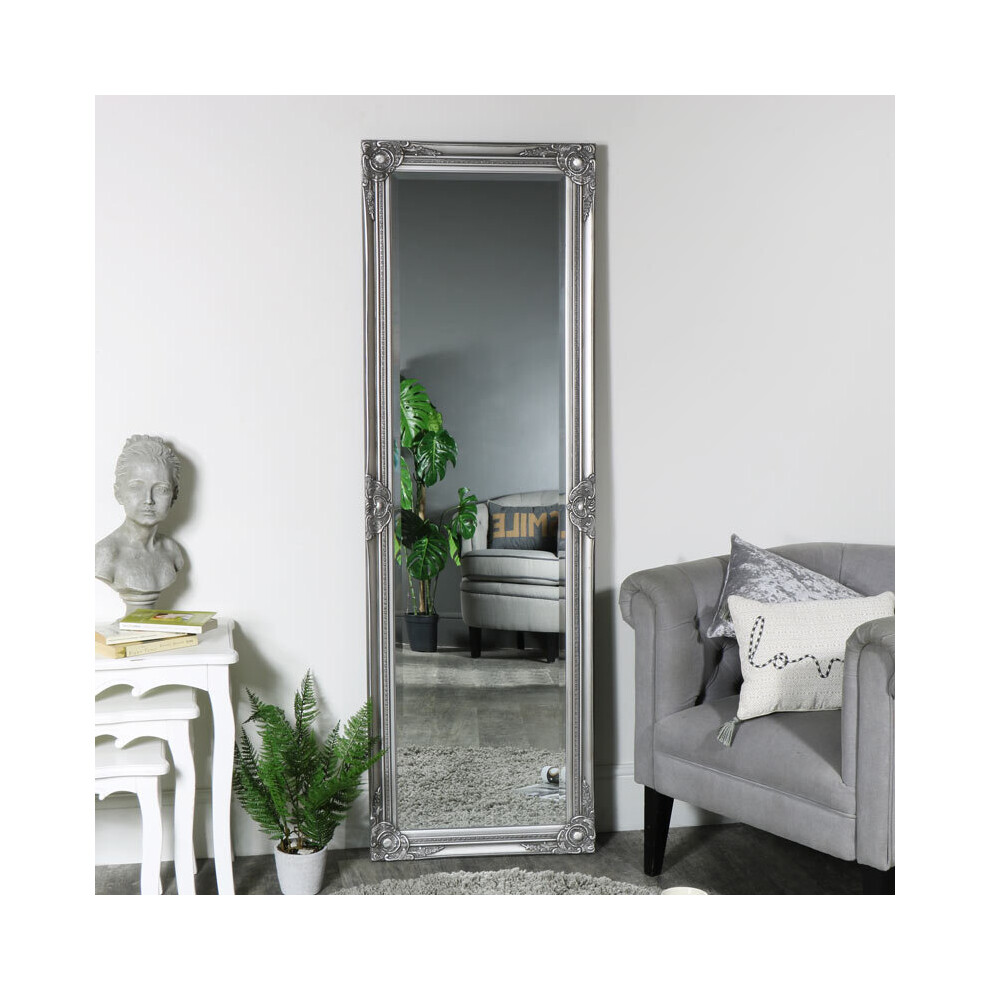 Ornate Silver Full Length leaner /wall Mirror 168cm x 54cm