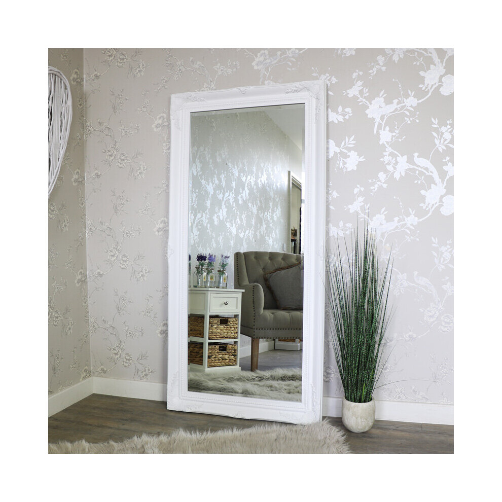 Extra Large White Ornate Wall/Floor Mirror 158cm x 78cm