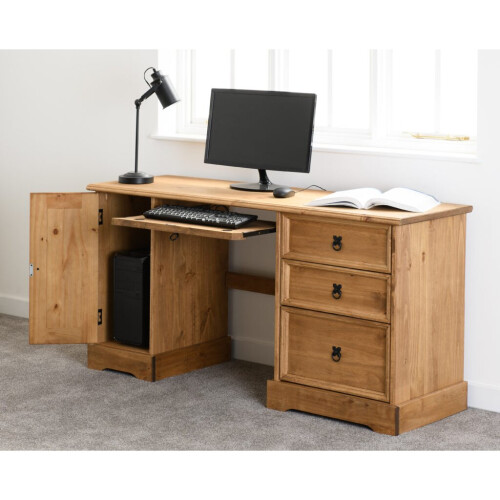 Corona Computer Desk Distressed Waxed Pine 1