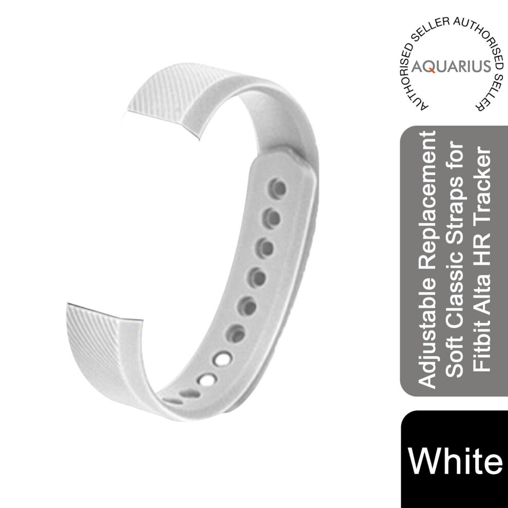 (White) Adjustable Replacement Soft Classic Straps for Fitbit Alta HR Tracker