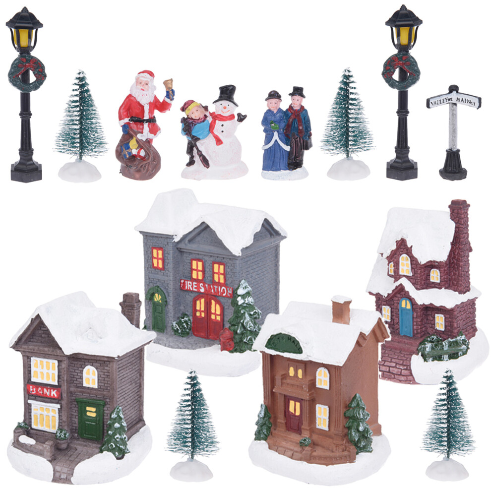 Christmas Model Village Scene Decoration Snowy Festive Decor Xmas Home Ornament