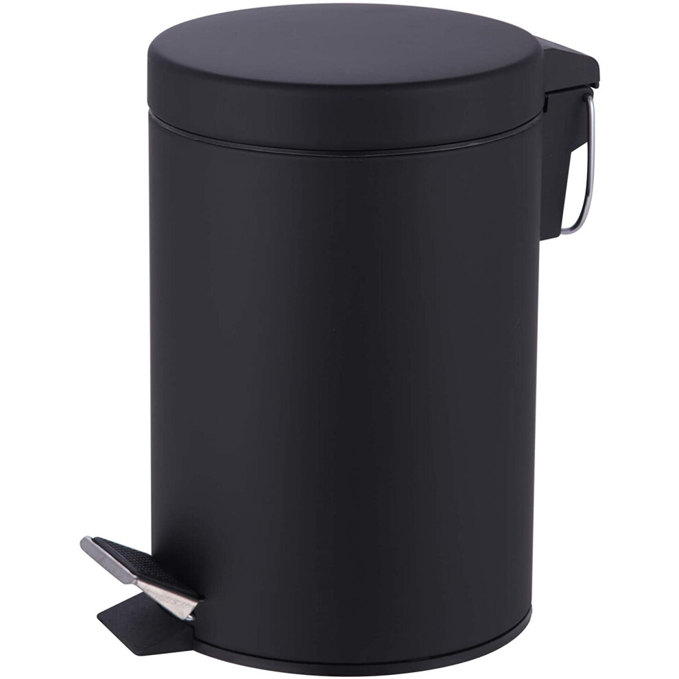 METAL BLACK SMALL 3L PEDAL BIN KITCHEN TOILET RUBBISH HYGIENIC BIN GIFT BOXED