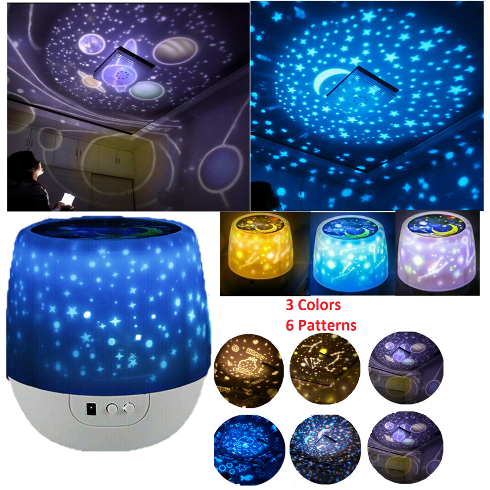 LED Rotating Star Moon Night Light Projector Lamp Kids Room