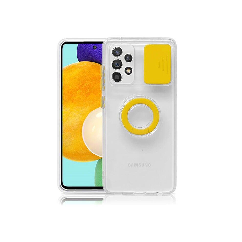 Compatible With Samsung A42 Sm-A426b 5G - Case With Camera Protection Hand Ring Yellow 8904382926779