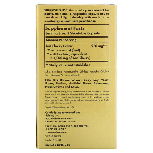 Solgar Tart Cherry Extract, 1,000 mg, 90 Vegetable Capsules 1
