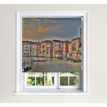 (150 cm Width x 140 cm Drop, Grand Canal) Lister Cartwright Blackout Roller Blinds Windows Child Safety Cut To Size Fitting Included Beautiful Design, Grand Canal