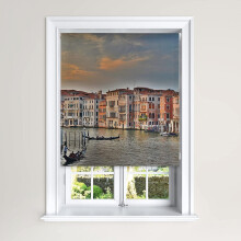 (120 cm Width x 140 cm Drop, Grand Canal) Lister Cartwright Blackout Roller Blinds Windows Child Safety Cut To Size Fitting Included Beautiful Design, Grand Canal