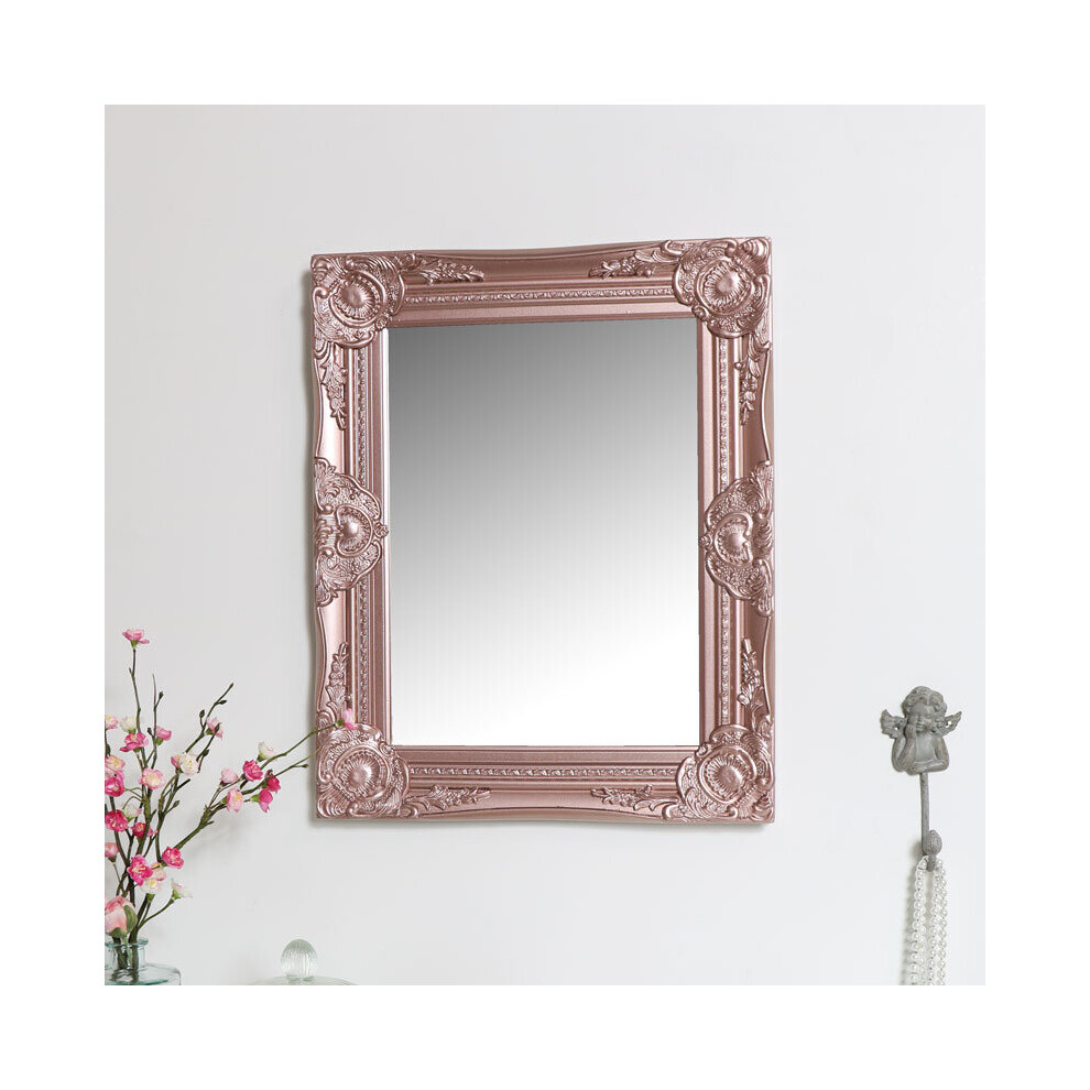 Ornate Rose Gold Pink Wall Mirror With Bevelled Glass