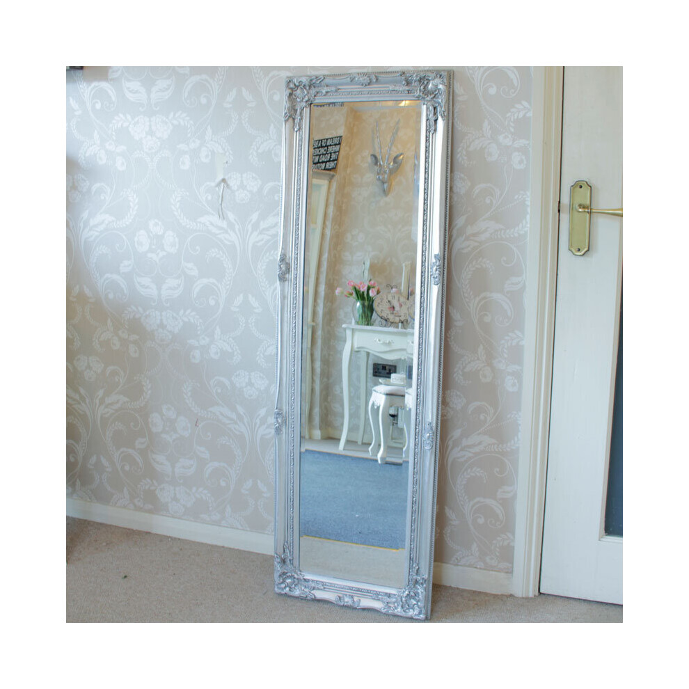 Tall Silver Ornate Mirror 47cm X 142cm