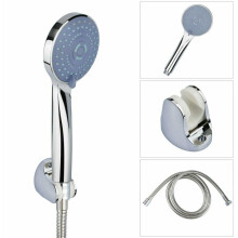Universal Chrome 5-Function ABS Shower Head Set with 150cm Stainless Steel Hose, Anti-Limescale, Bracket & Fittings