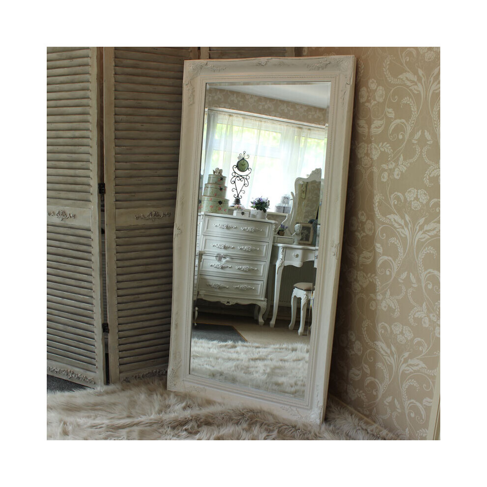 Extra Large White Ornate Wall/Floor Mirror 158cm X 78cm