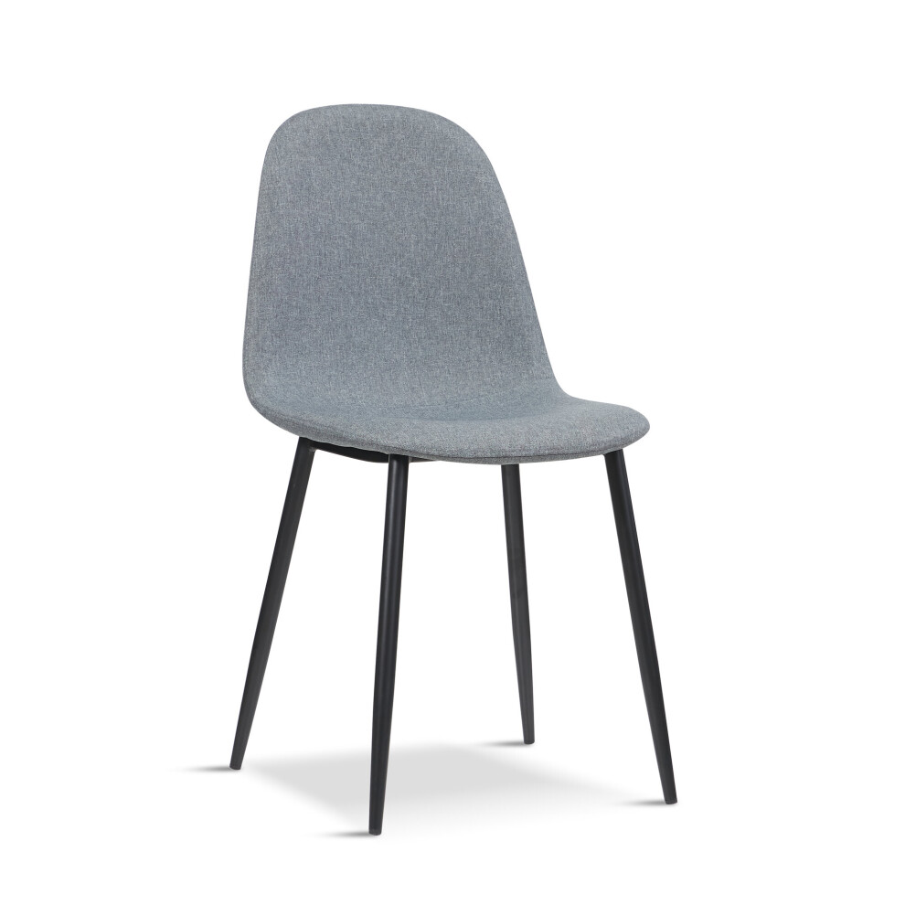 (Fabric Grey) 4x SFC Grey Dining Chairs Fabric/Velvet Padded Seat Black Legs