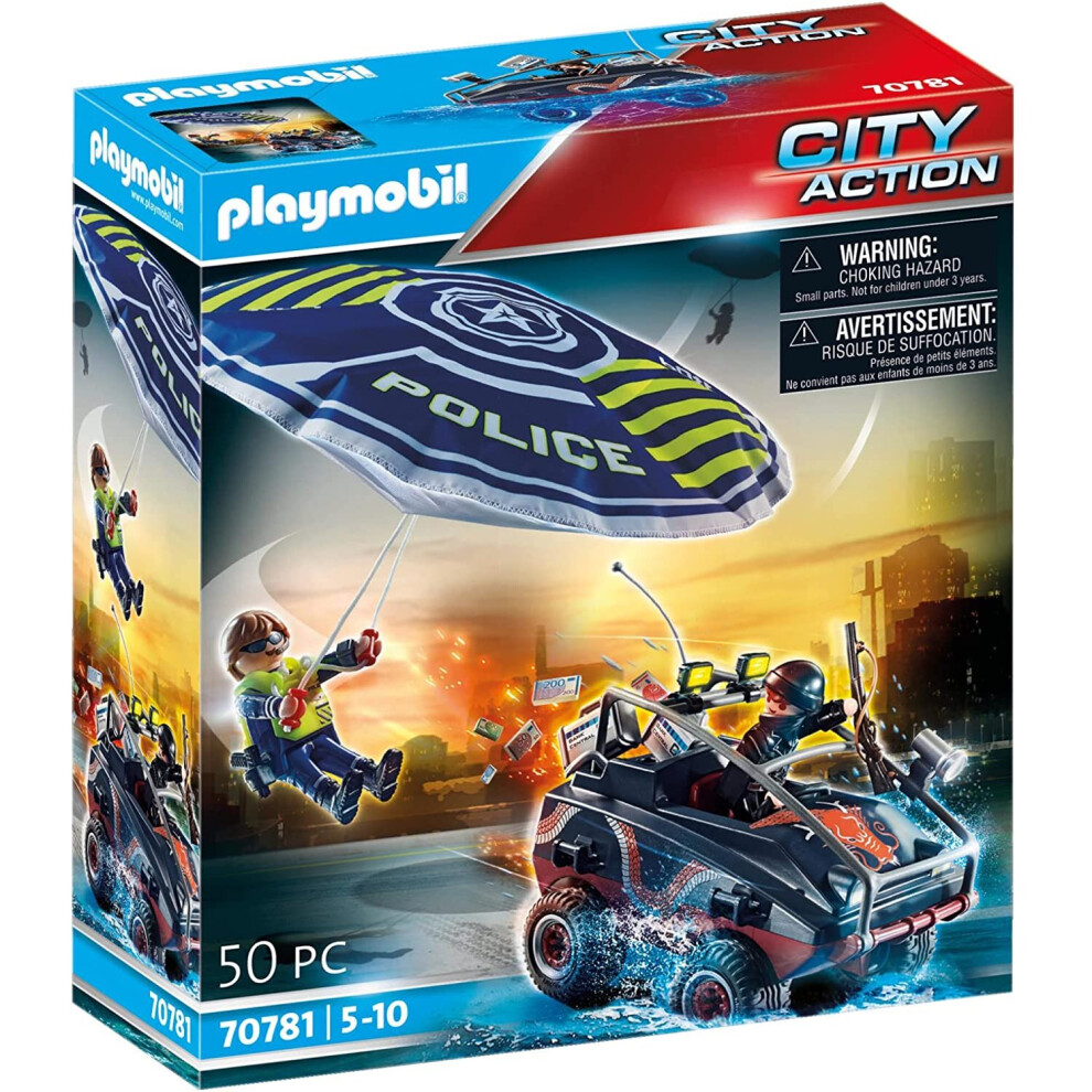 Playmobil Police Parachute With Amphibious Vehicle Playset