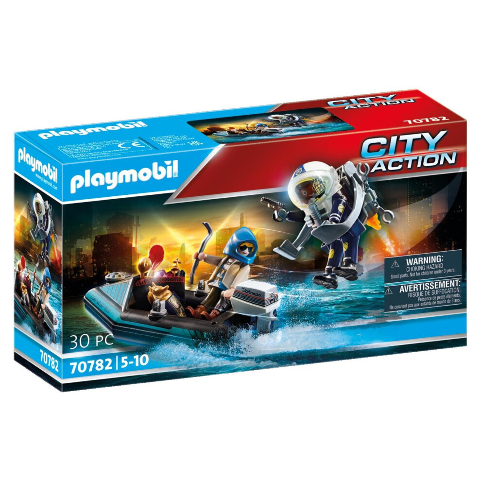 Playmobil Police Jet Pack With Boat Playset
