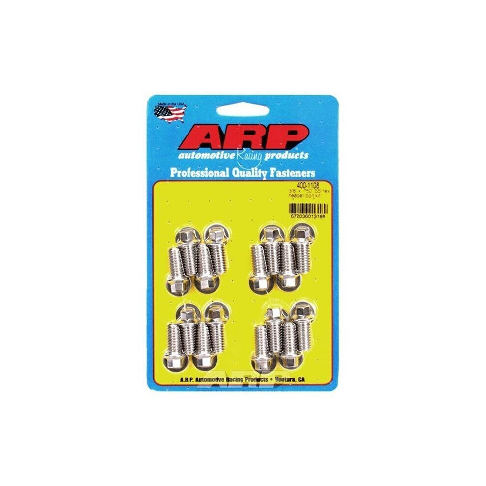 Arp 400-1108 0.37 X 0.75 In. Stainless Steel Header Bolt Kit - Pack Of 16 672036013189