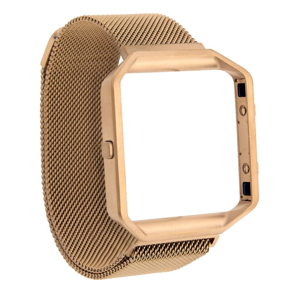 (Gold) Fitbit Blaze Metal Mesh Straps with Frame