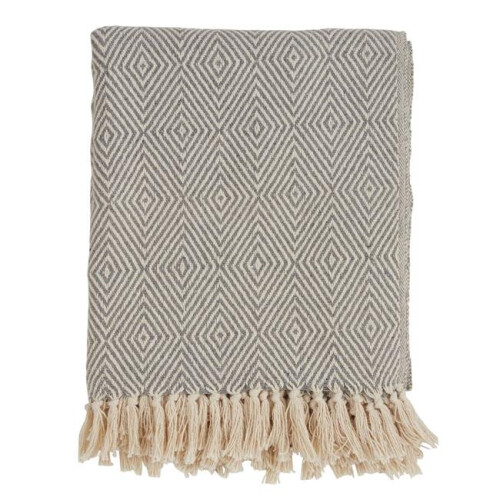 SARO  Cotton Throw Blanket with Diamond Weave Design  Gold