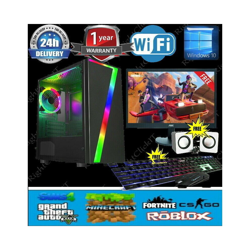 Gaming Pc Computer Bundle Intel Quad Core I5 16Gb 1Tb 2Gb Gt710 Win10 721107820277