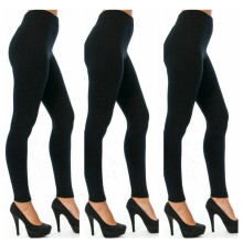 (Black, M/L) Ladies 3 Pack Seamless High Waisted Control Black Legging