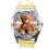 Gold Leather Quartz Round Watch for Teddy Bear Fans e2 1