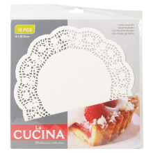 (26cm - Pack of 50) Round White Paper Doily Lace Doilies 4 Sizes Cake