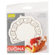 (10cm - Pack of 50) Round White Paper Doily Lace Doilies 4 Sizes Cake