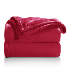 (BURGUNDY, DOUBLE) Soft Faux Fur Fleece Blanket-Cozy, Warm and Lightweight