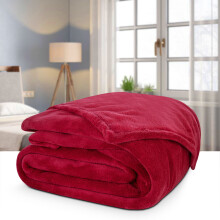 (BURGUNDY, SINGLE) Warm Soft Large Blanket Mink Faux Fur Fleece Throw