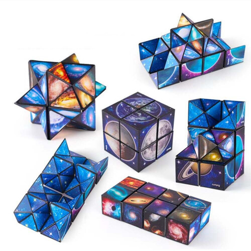2 in 1 Infinity Star Cube - Smooth Rotating ABS Puzzle Toy, Starry Sky 3D Decompression Puzzle for Kids & Adults