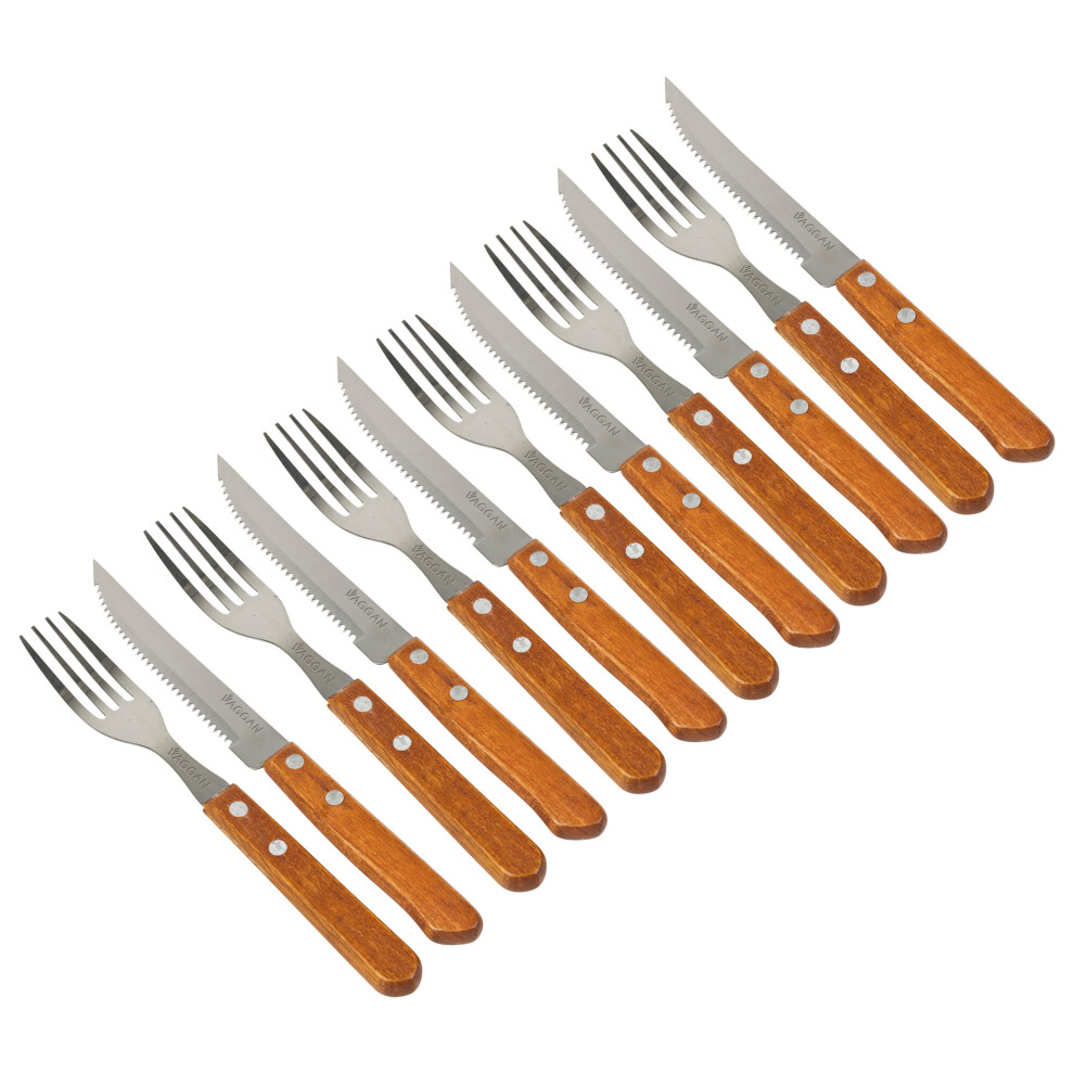 (6 Knives & 6 Forks) 12 Pcs Stainless Steel Steak Knives Forks Cutlery