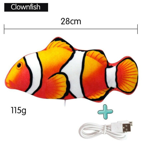 (Clownfish) Electric Fish Wagging Moving Interactive Pet Toy