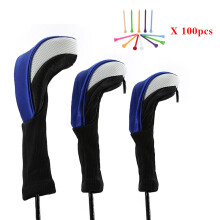 (Black, White, Blue) Golf covers Head Covers Driver 1 3 5 Fairway Woods Headcovers for Golf Club Fits All Fairway and Driver Clubs 3Pcs+100pcs Wooden Golf Tees