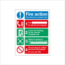 (200 x 300mm - 8 x 12, D - 1mm Pvc Foamex) FI259 Fire Action If You Discover Or Suspect Fire Sign Burn Smoke Drill Exit 450mm x 600mm B - Magnetic - Vehicle Grade