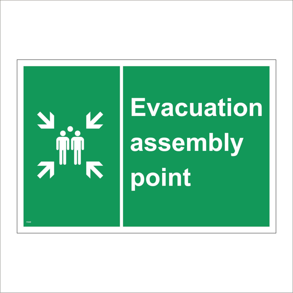 (600 x 400mm - 24 x 16, A - Sticker / Sav - Non-See Through) FS308 Evacuation Assembly Point Sign Arrows People Group Fire Drill Register  600mm x 450-image-OPC-P8R8S5T-NEW