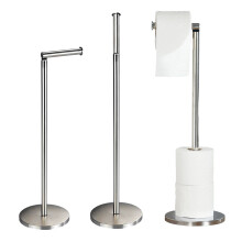 2-in-1 Free-Standing Chrome Toilet Roll Holder & Dispenser, Holds 4 Rolls, Heavy Base