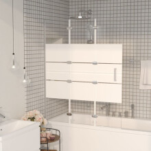 vidaXL Folding Shower Enclosure ESG White Shower Screen Cubicle Bath Cabin