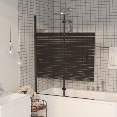 VidaXL vidaXL Folding Shower Enclosure ESG Black Shower Screen Cubicle Bath Cabin