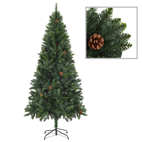 VidaXL vidaXL Artificial Pre-lit Christmas Tree with Pine Cones Artificial Tree Green 1