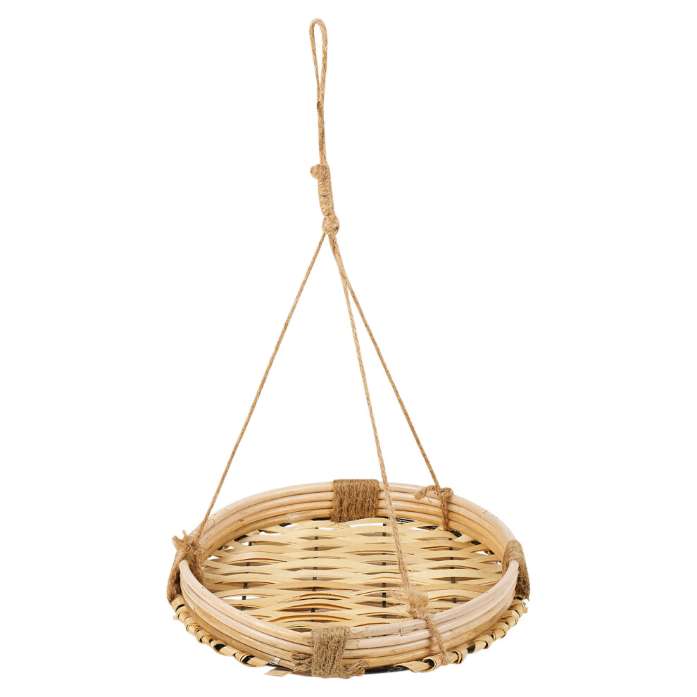 (25cm) Flower Pot Holder Basket Rope Hanger Bamboo Tray