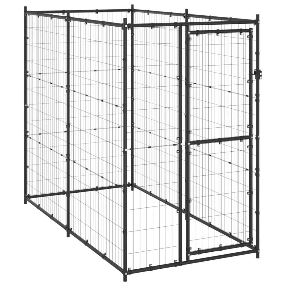 vidaXL Outdoor Dog Kennel Steel Garden Terrance Patio Dog Supplies House Cage