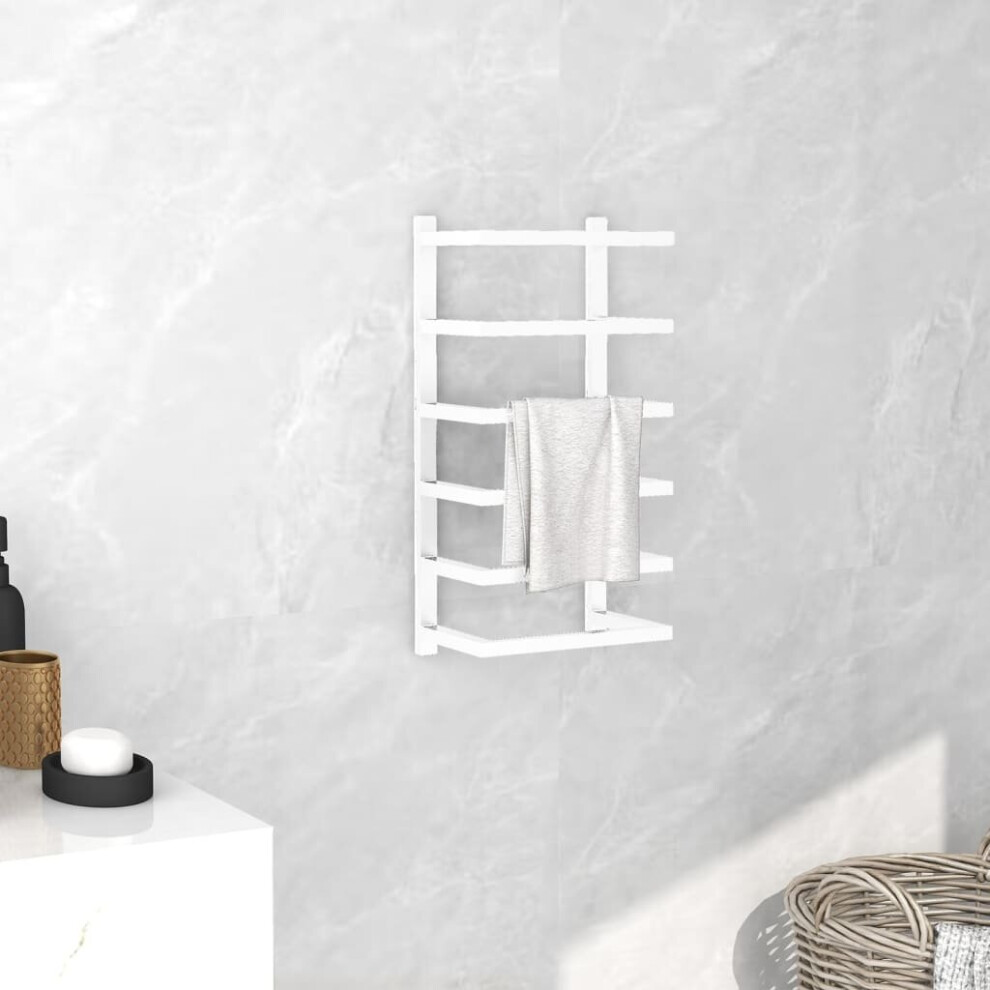 Vidaxl Towel Rack Steel Bathroom Wall Storage Rack Towel Hanger Holder White