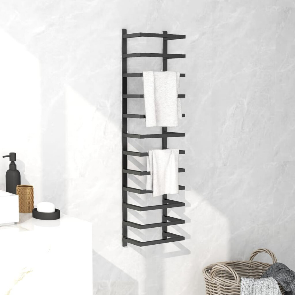 vidaXL Towel Rack Black Steel Bathroom Storage Wall Rack Towel Holder Hanger